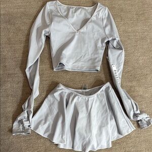 Frankies Bikinis Long Sleeve Crop Top and Skirt Set